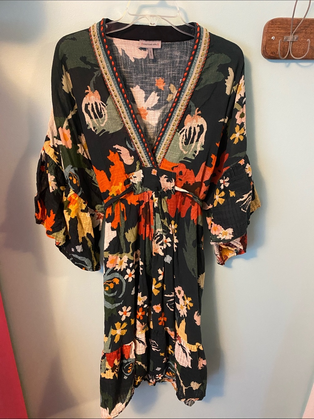 Anthropologie Conditions Apply ONE SIZE caftan floral print - cinch waist!